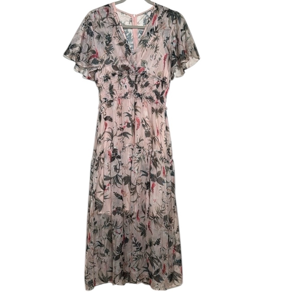 Avantlook Floral Print VNeck Dress Pink Size L NEW